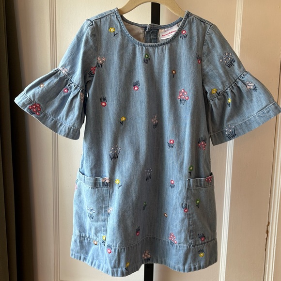 Hanna Andersson Other - Hanna Andersson | Blue Denim Embroidered Dress | 4T